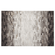 Beliani Kožený patchworkový koberec 140 x 200 cm hnědý a béžový DUTLAR