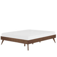 Beliani Dřevěná postel 140 x 200 cm tmavá BERRIC