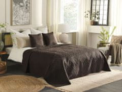 Beliani Sada embosovaného přehozu na postel s polštáři 220 x 240 cm hnědá RAYEN