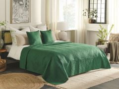 Beliani Sada embosovaného přehozu na postel s polštáři 200 x 220 cm zelená BABAK
