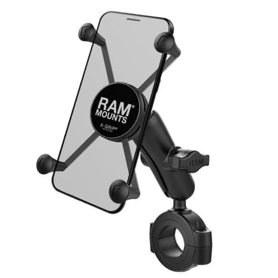 RAM MOUNTS sestava - velký držák X-Grip se středním ramenem a základnou Torque na průměr 1 1/8” až 1 1/2