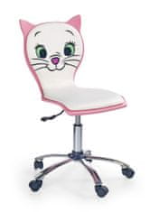 KUPŽIDLE Dětská židle na kolečkách KITTY 2 — ekokůže, bílá/růžová