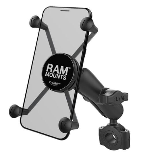 RAM MOUNTS sestava - velký držák X-Grip se středním ramenem a základnou Torque na průměr 3/4”až 1 ”