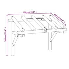 Vidaxl Vchodová stříška 150 x 100 x 100 cm masivní borovice