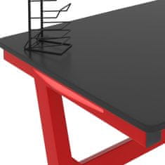 Greatstore Herní stůl s LED ve tvaru Z černý a červený 110 x 60 x 75 cm