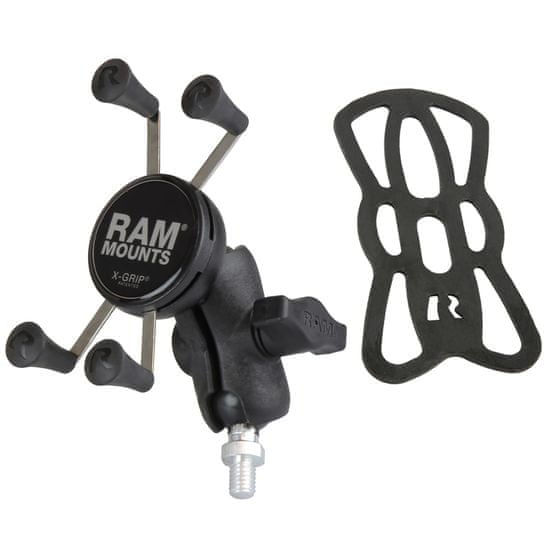 RAM MOUNTS RAM sestava - malý držák X-Grip s krátkým ramenem a kulovým kloubem 1" se závitem 3/8"-16