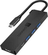 Connect IT USB-C hub, 5v1 (USB-C,3xUSB-A,HDMI), externí, černá