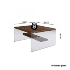 Hanah Home Konferenční stolek GLASS 75 cm hnědý