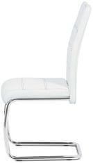 Autronic Jídelní židle, potah bílá ekokůže, černé prošití, kovová pohupová podnož, chrom HC-481 WT