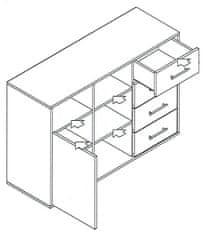 CASARREDO Komoda SUN 1D4S šedá/bílá