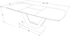 CASARREDO Jídelní stůl rozkládací 160x90 ARMANI ceramic bílý mramor/černý mat