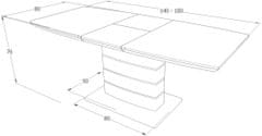 CASARREDO Jídelní stůl rozkládací LEONARDO 140x80 bílá/nerez