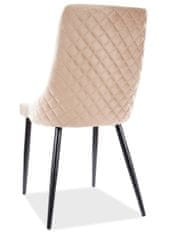 CASARREDO Jídelní čalouněná židle NOPI velvet béžová/černá mat