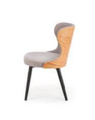 Halmar Kovová židle K452, šedá / přírodní dub