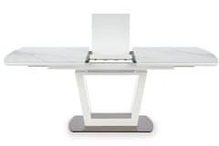 Halmar Rozkládací skleněný jídelní stůl Blanco, mramor / bílá