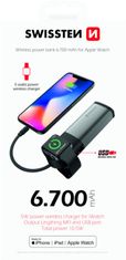 SWISSTEN 2v1 Apple Watch MFi powerbank 6700 mAh