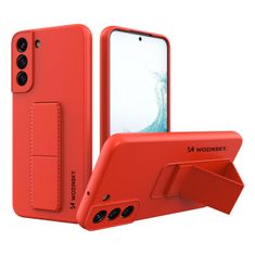 WOZINSKY Kickstand flexibilní silikonové pouzdro se stojánkem pro Samsung Galaxy S22+ , červená