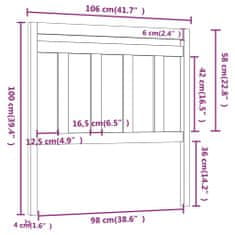 Greatstore Čelo postele šedé 106 x 4 x 100 cm masivní borovice