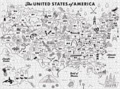 Galison Vybarvovací puzzle Maptote: USA 1000 dílků