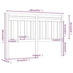 Vidaxl Čelo postele bílé 140 x 4 x 100 cm masivní borovice