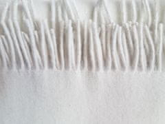 Inny Vlněná deka 100% vlna jednobarevná s třásněmi ecru