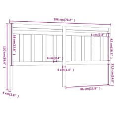 Vidaxl Čelo postele 186 x 4 x 100 cm masivní borovice