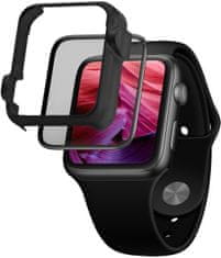 FIXED ochranné sklo pro Apple Watch 44mm s aplikátorem, lepení přes celý displej, černá