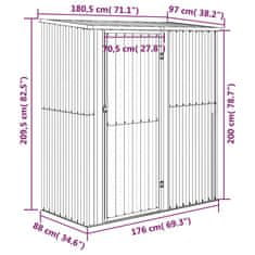 Vidaxl Zahradní kůlna na kola hnědá 180,5x97x209,5 cm pozinkovaná ocel