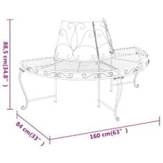 Vidaxl Půlkruhová lavice kolem stromu Ø 160 cm černá ocel