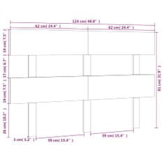 Vidaxl Čelo postele šedé 124 x 3 x 81 cm masivní borovice