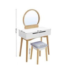 Songmics Toaletní stolek se zrcadlem ve skandinávském stylu