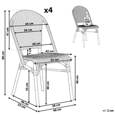 Beliani Sada 4 židlí s černobílým vzorem RIFREDDO
