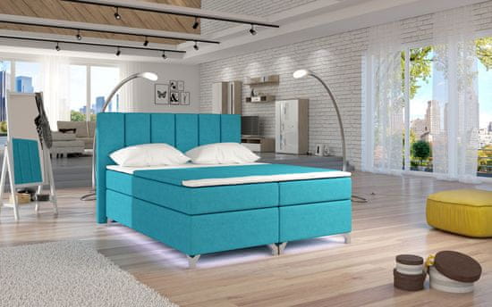 eoshop Postel Basilio Boxspring 140x200 cm s barevným LED podsvícením - Orinoco 85 (barva potahu)