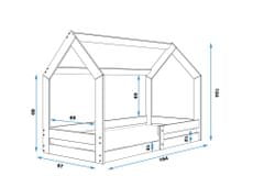 eoshop Dětská postel Domek 1 80x160 cm, borovice + rošt a matrace ZDARMA