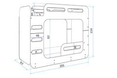 Importworld Dětská patrová postel Romana 2 – 2 osoby – Bílá,