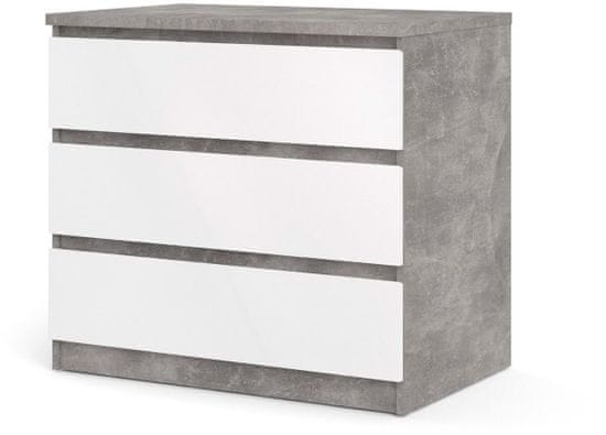 eoshop Komoda Simplicity 235 beton/bílý lesk