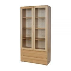 eoshop Vitrína KW421, 98x191x41, buk (Barva dřeva: Bělená)