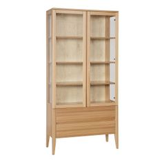 eoshop Vitrína KW439, 95x195x40, buk (Barva dřeva: Surová (bez moření))