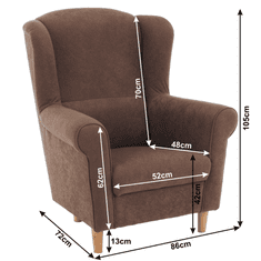 KONDELA Křeslo ušák, látka hnědá, CHARLOT