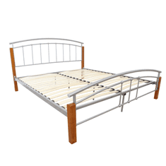 KONDELA Manželská postel, dřevo olše / stříbrný kov, 180x200, MIRELA