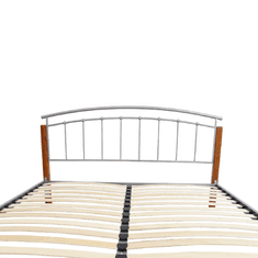 KONDELA Manželská postel, dřevo olše / stříbrný kov, 180x200, MIRELA
