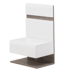 BPS-koupelny Noční stolek, bílá extra vysoký lesk HG / dub sonoma tmavý truflový, LYNATET TYP 95