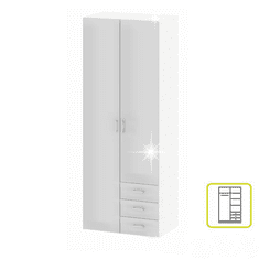 KONDELA Skříň, 2 - dveřní, bílá extra vysoký lesk HG, GWEN 70425
