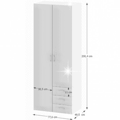 KONDELA Skříň, 2 - dveřní, bílá extra vysoký lesk HG, GWEN 70425