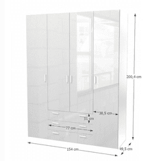 BPS-koupelny Skříň, 4 - dveřová, bílá extra vysoký lesk HG, GWEN 70429