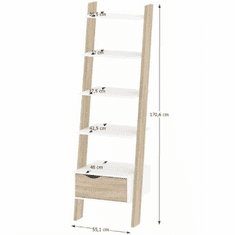 KONDELA Regál se šuplíkem, dub sonoma / bílá, OSLO 75385