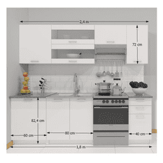 KONDELA Kuchyňská linka 2,4m, bílá, FABIANA
