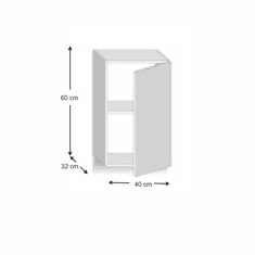 KONDELA Skříňka horní G 40, vysoký bílý lesk/dub sonoma, pravá, LINE