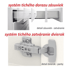 KONDELA Dolní skříňka D 80 3, vysoký bílý lesk/dub sonoma, LINE