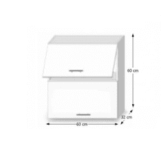 KONDELA Horní skříňka G 60 U, vysoký bílý lesk/dub sonoma, LINE